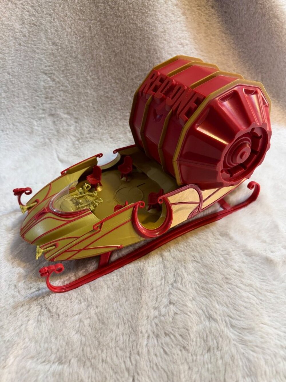 "Red One" Toy Sled With Barrel Attachment Vintage-Inspired Design popcorn bucket